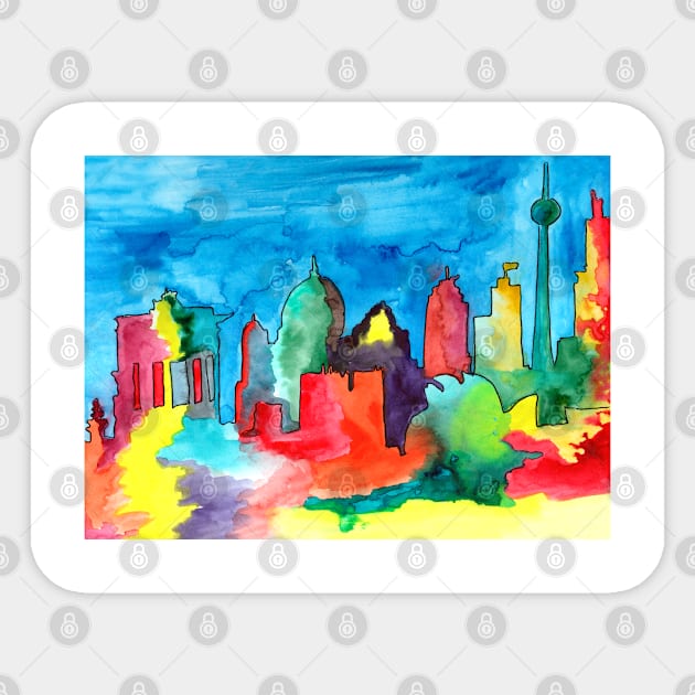 Berlin colourful -  watercolour sketch of Berlin landmarks Sticker by Elena Ehrenberg